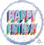 Anagram Balloons Happy Birthday Jumbo 36" Foil Balloon Holographic