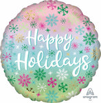 HAPPY HOLIDAYS FOIL BALLOON SNOWFLAKES 18"