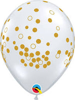 Clear with gold confetti 11" Latex Balloon