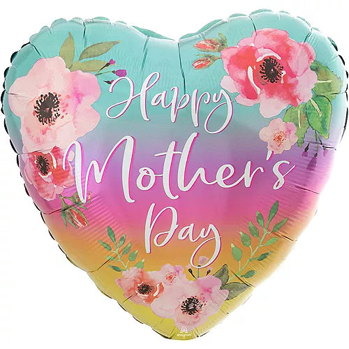 Anagram Heart Foil Balloon- Happy Mother’s Day 18” pastel ombre rainbow
