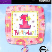 Happy first birthday foil Balloon pink