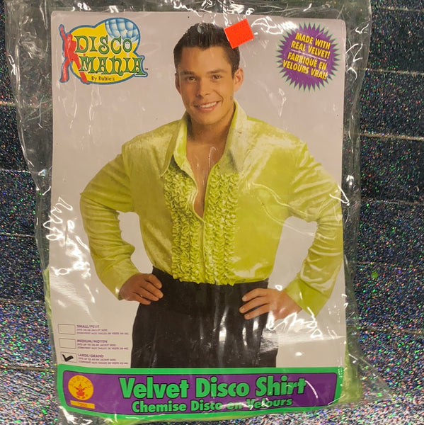 Velvet Disco Shirt (adult) ruffled lime green