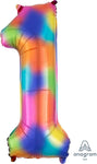 Number 1 Rainbow Splash foil balloon