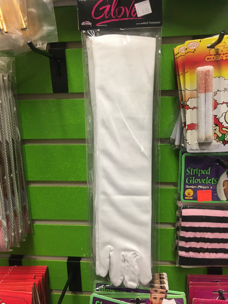 White Elbow Length Gloves