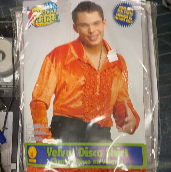Orange Ruffled Disco Shirt  Adult Large