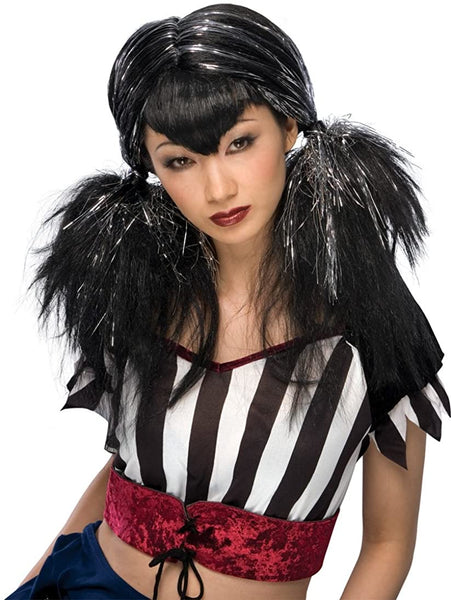 Rubies costume dark angel hair black and silver
