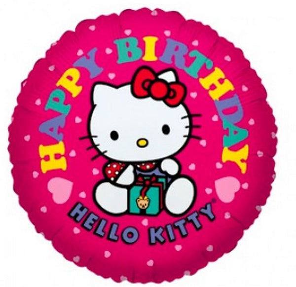 18 inch round foilballoon happy birthday hello kitty