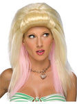 Women’s LA girl blonde costume hair with pink highlights
