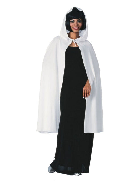 Rubies 45 inch white hooded cape standard adult Halloween costume