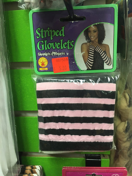 Pink and Black Striped Glovelets