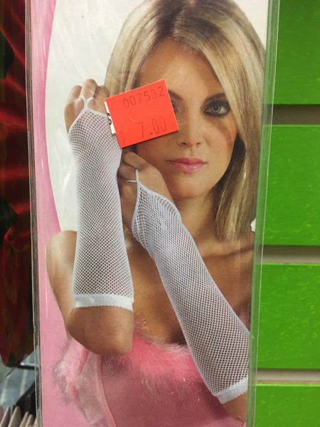 White Fishnet gloves