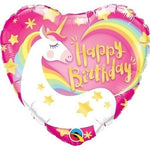 Qualatex 18“ Heart Foil Balloon, Unicorn Rainbow Happy Birthday