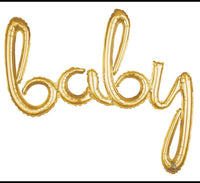 Air Filled SCRIPT PHRASE  Baby Balloon  silver or gold