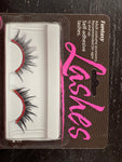 black eyelashes with red rhinestones