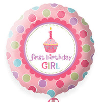 First birthday girl foil Balloon round