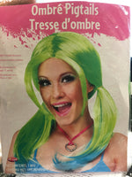 Green ombré pigtails