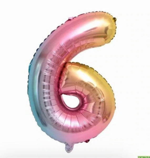 Copy Trico Balloons NUMBER #6 RAINBOW 34" FOIL
