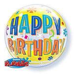 Qualatex Bubbles Balloon- BIRTHDAY FUN & YELLOW BANDS 22"