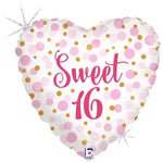 Betallic Balloons SWEET 16 18" Heart Foil Balloon