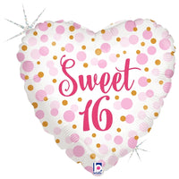 Betallic Balloons SWEET 16 18" Heart Foil Balloon