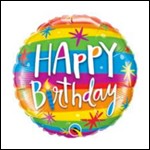 Happy Birthday Rainbow Stripes 18" Foil Balloon