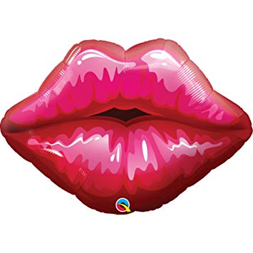 30" Big Red Kissey Lips Foil SuperShape Balloon