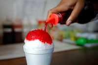 Snow Cone Syrup, cups and spoons