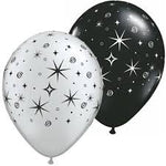 Black / Silver Swirls 11" Latex Balloon