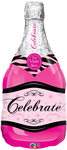 Pink Bubbly Champagne Bottle Foil Balloon 36"