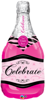 Pink Bubbly Champagne Bottle Foil Balloon 36"