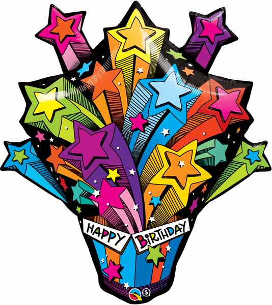 SHOOTING STARS BIRTHDAY PRESENT 35" SuperShape BALLOON