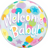 WELCOME BABY DOTS 22" BUBBLE balloon